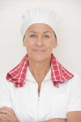 Mature woman cook confident pose