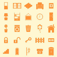 House related color icons on orange background