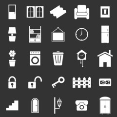 House related icons on black background