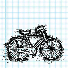 Obraz premium sketch drawing of bicycle on graph paper vector