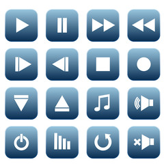 Media player icons set, vector illustration