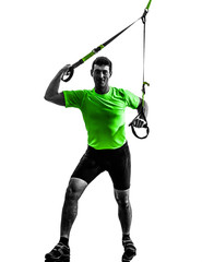 man exercising suspension training  trx silhouette