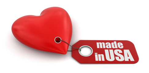 Heart with label Made in USA (clipping path included) - 57216162