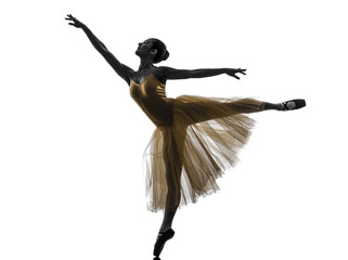 woman  ballerina ballet dancer dancing silhouette - obrazy, fototapety, plakaty