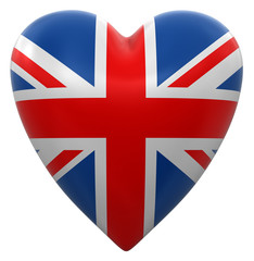Obraz premium Heart with UK flag (clipping path included)