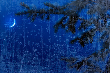 Art blue Christmas night background