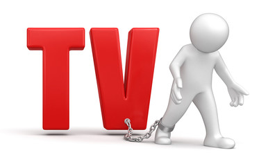 Man and TV (clipping path included)