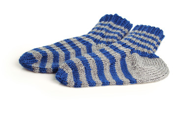 Two knitted socks
