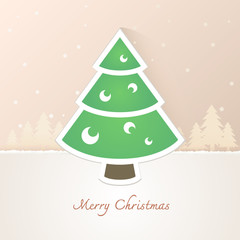 Christmas tree paper with snow background