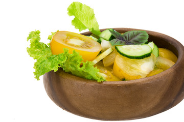 Salad with tomato, cucmber and basil