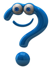 Illustration of happy blue question mark