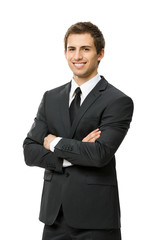 Half-length portrait of business man with crossed hands