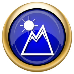 Mountains with sun icon