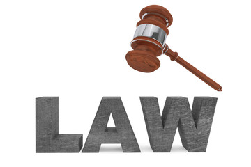 Judicial gavel and Law sign