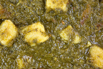 Close view of pureed spinach with potatoes
