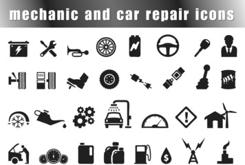 mechanic and car repair icons set