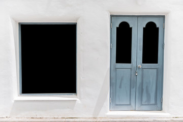 gray door  on white wall