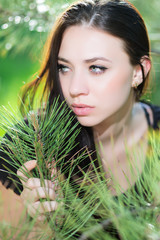 Naklejka premium Young thoughtful brunette
