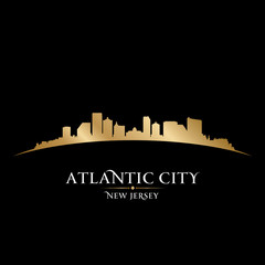 Atlantic city New Jersey skyline silhouette black background