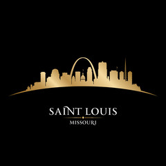Saint Louis Missouri city silhouette black background - obrazy, fototapety, plakaty