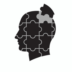 Head with puzzle pieces