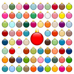 Collection Of 77 Christmas Balls Uni Color Gold