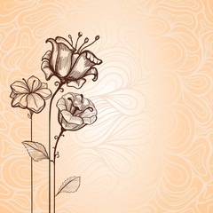 A bouquet of flowers. Handmade greeting card.