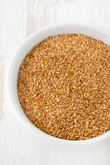 linseeds in white bowl