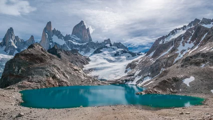 Deurstickers Cerro Chaltén Fitz Roy mountain and Laguna de los Tres, Patagonia, Argentina