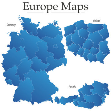 Deutschland Bundesl&auml;nder Karte Polen &Ouml;sterreich