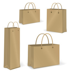 Empty Shopping Bag vector set on white background
