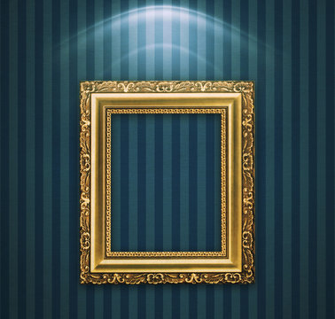 Antique frame on vintage wallpaper with realistic light