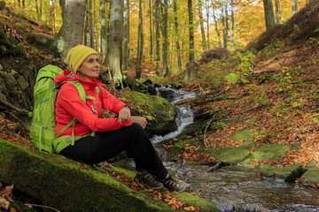 Trekking - woman on mountain hike