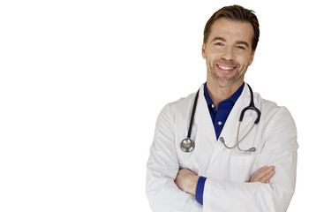 Fototapeta premium Handsome Smiling Doctor Isolated On White