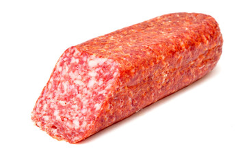 smoked sausage on a white background