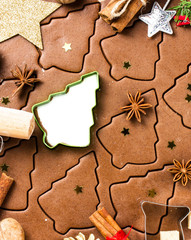 Making gingerbread cookies for Christmas. Gingerbread dough with