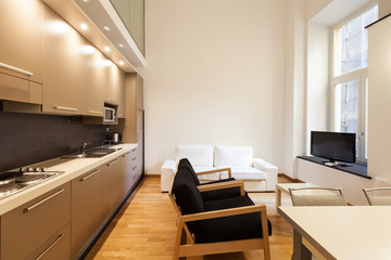 Interior, beautiful apartment, modern furniture