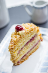 famous german Frankfurter Kranz cake at a coffe table