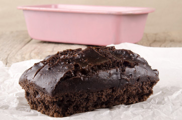 freshly baked double chocolate loaf cake