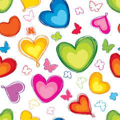 Heart Seamless Pattern. Abstract Festive Vector Background.