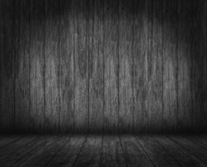 Scarry concept background. Empty dark wooden room. may use as gr