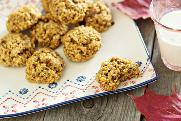 Pumpkin oat cookies on a plate