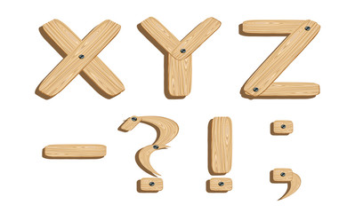 Wooden alphabets X,Y,Z