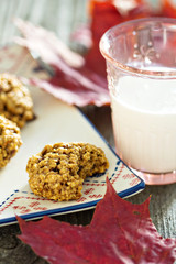 Pumpkin oat cookie with milk