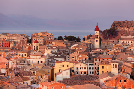 panorama of the capital of Corfu, Greece