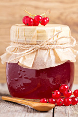 Red currant jelly in a jar