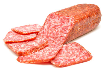 smoked sausage on a white background