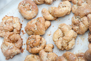 Close up of  croissants.