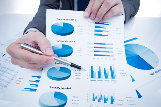 man hand with business report