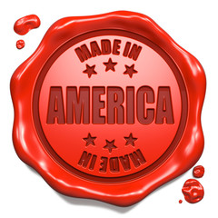 Made in America - Stamp on Red Wax Seal.